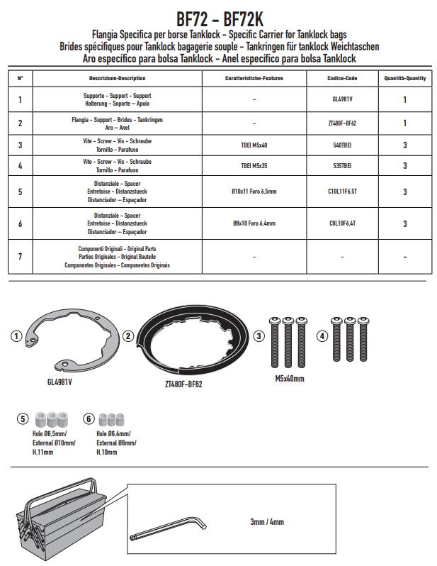 GIVI Flangia per borse da serbatoio TANKLOCK per CFMOTO 700 CL-X 2021 2022 2023