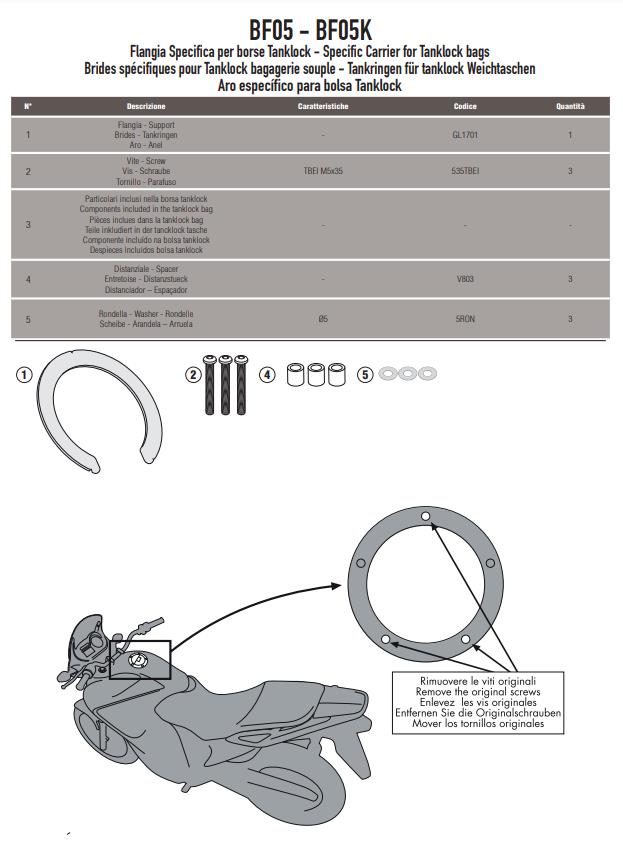 GIVI Flangia per borse da serbatoio TANKLOCK per Yamaha XJ6 600 2013 2014 2015