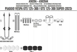 KAPPA Kit Attacchi Per Parabrezza Per Piaggio Vespa GTS 300 Super 2023