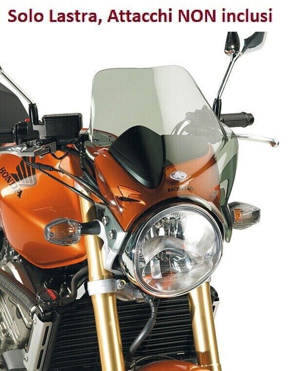 KAPPA Parabrezza Fumé + Kit Fissaggio 31,2X40,8Cm Per Honda Hornet 600 2003-2006