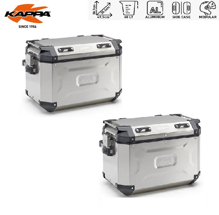 KAPPA Coppia Valigie Laterali K'Force Monokey 48LT Alluminio Naturale Moto