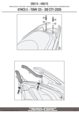 KAPPA Attacco Per Piastra Bauletto Monolock Per Kymco X-Town 125 City 2020-2023