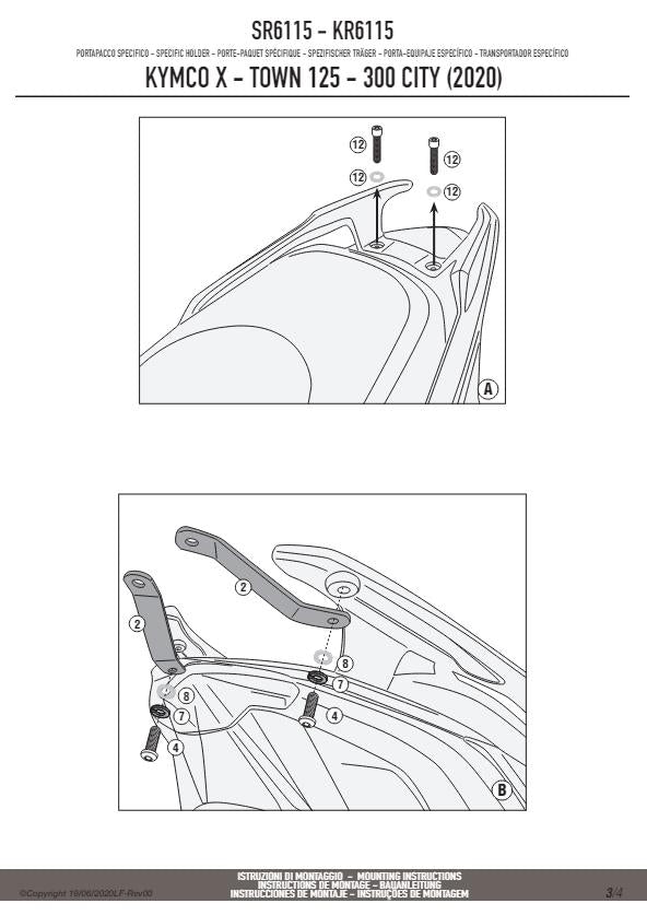 KAPPA Attacco Per Piastra Bauletto Monolock Per Kymco X-Town 125 City 2020-2023