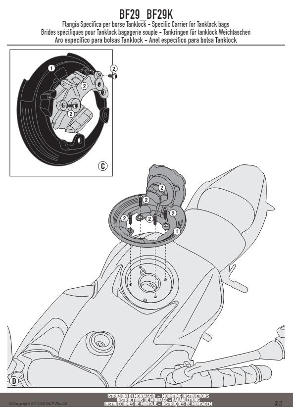KAPPA Flangia Per Borsa Da Serbatoio Tanklock Per Kawasaki Versys 1000 2019-2023