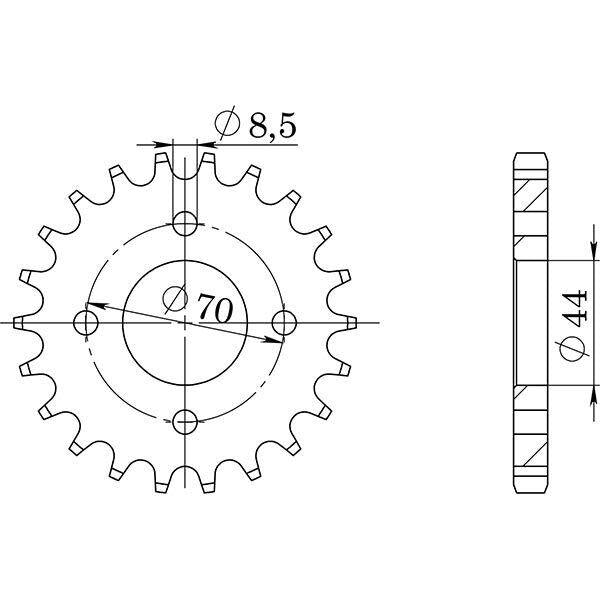 CORONA IN ACCIAIO P520 - Z22 PER KAWASAKI 80 KSF (KFX) 2003-2006