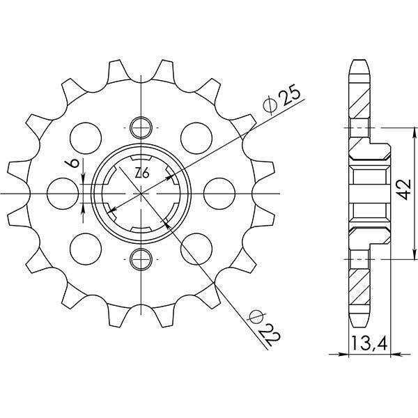 PIGNONE P525 - Z15 PER HONDA 450 CB S 27CV 1986-1988