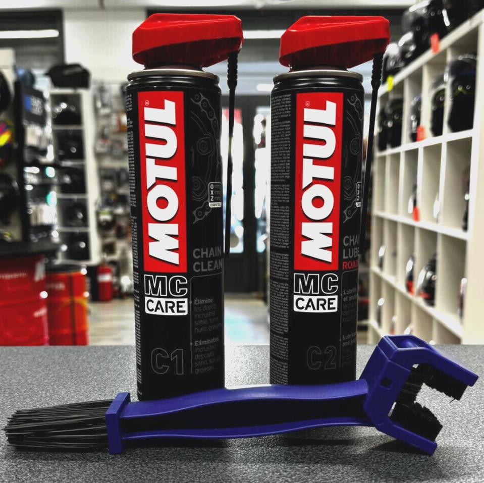 MOTUL KIT PULIZIA CATENA C1 +C2 GRASSO SPRAY ROAD CATENA CHAIN LUBE PER KAWASAKI