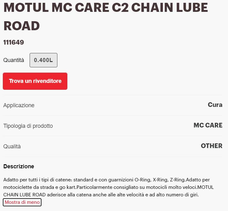 MOTUL KIT PULIZIA CATENA C1 +C2 GRASSO SPRAY ROAD CATENA CHAIN LUBE PER KAWASAKI