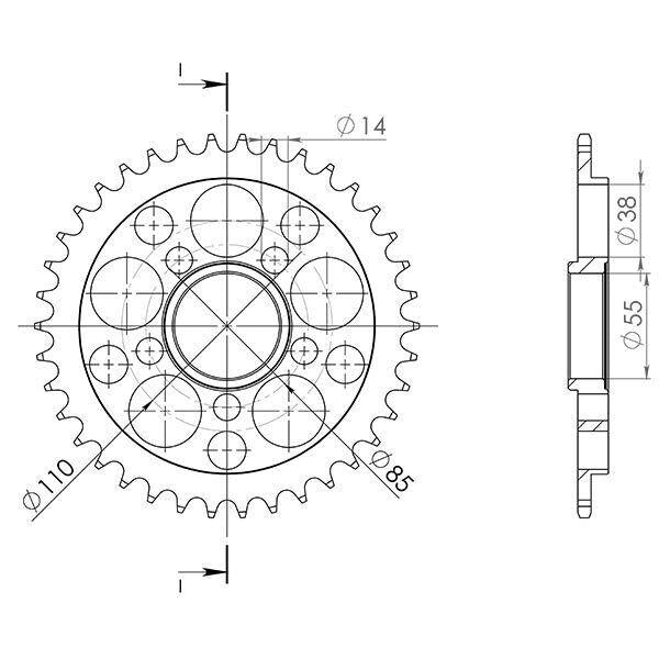 CORONA IN ACCIAIO P525 - Z36 PER DUCATI 996 996 S 2001-2001