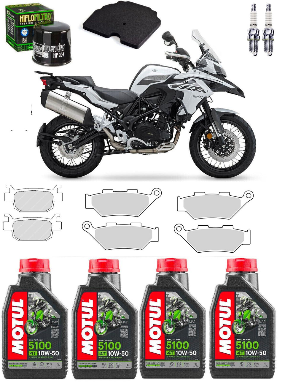 Maxy Kit Tagliando 4lt Olio Motul 10W50 + past per Benelli trk 502 X 2017-2024