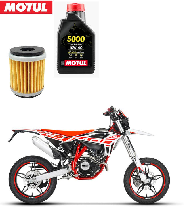 KIT TAGLIANDO MOTUL 5000 10W40 + FILTRO OLIO PER Beta RR Enduro 125 4T 2010-2017