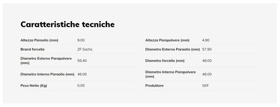 SKF Kit paraolio e parapolvere forcella DUAL 48 per BETA RR 4T 480 2015-2024