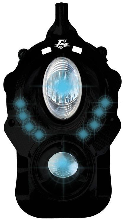 T4 Tune Maschera faro "Ludix" nera con led per Peugeot Ludix 14" Pro 50 2T 2010