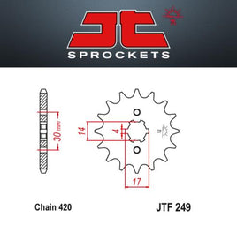 JT Pignone Acciaio 249 Denti 15 Passo 420 per Honda MSX125 (Grom 125) 13-19