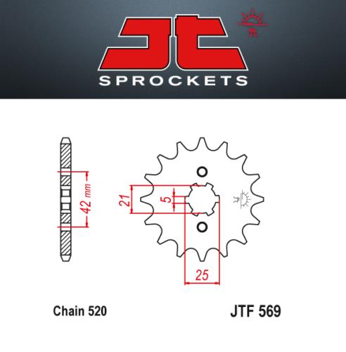JT Pignone Acciaio 569 Denti 13 Passo 520 per Yamaha RD350 1983-1995