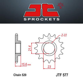 JT Pignone Acciaio 577 Denti 16 Passo 520 per Yamaha XT600 E 1989-98