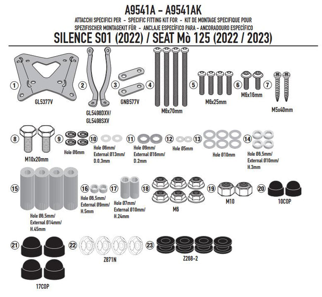 GIVI Kit Attacchi Parabrezza per SILENCE S01 2022