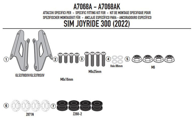 GIVI Kit Attacchi Parabrezza per SYM Joyride 300 2022