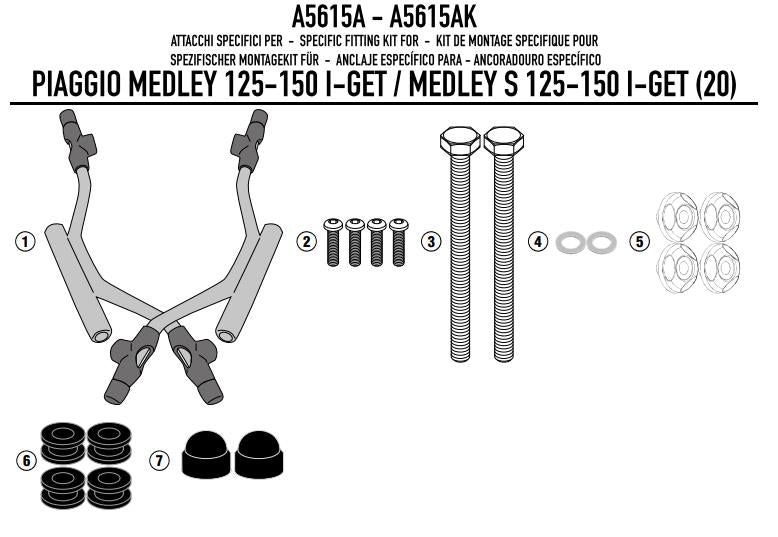 GIVI Kit Attacchi Parabrezza per PIAGGIO Medley i-get/Medley S 125-150 2020-2022