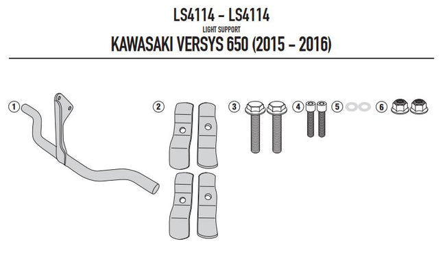 GIVI Kit Attacchi Supporti per Faretti per Kawasaki Versys 650 2015 - 2021