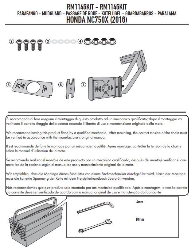 GIVI Kit Parafango RM02 + Attacchi supporti per Honda NC750S 2016 - 2020