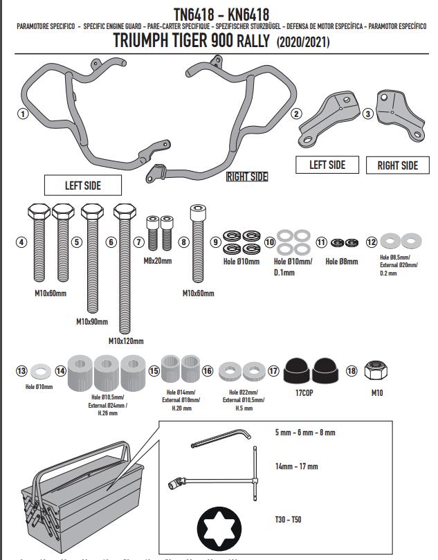 GIVI Kit Paramotore protezione nero per TRIUMPH Tiger 900 2020 2021 2022