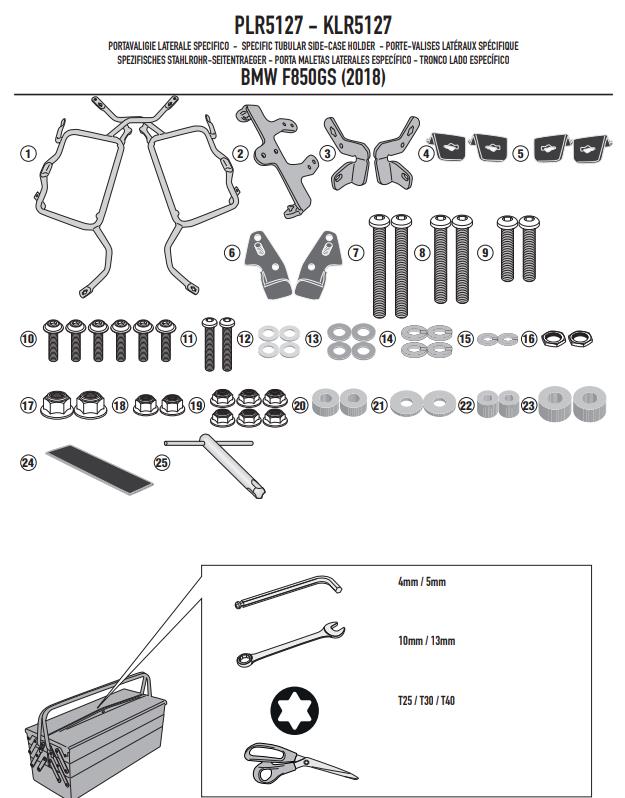 GIVI KIT Portavaligie laterale Monokey per BMW F 750 GS 2018 2019 2020 2021 2022