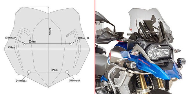 GIVI Cupolino sportivo Fumè 35 x 45 per BMW R 1200 GS 2013 - 2018