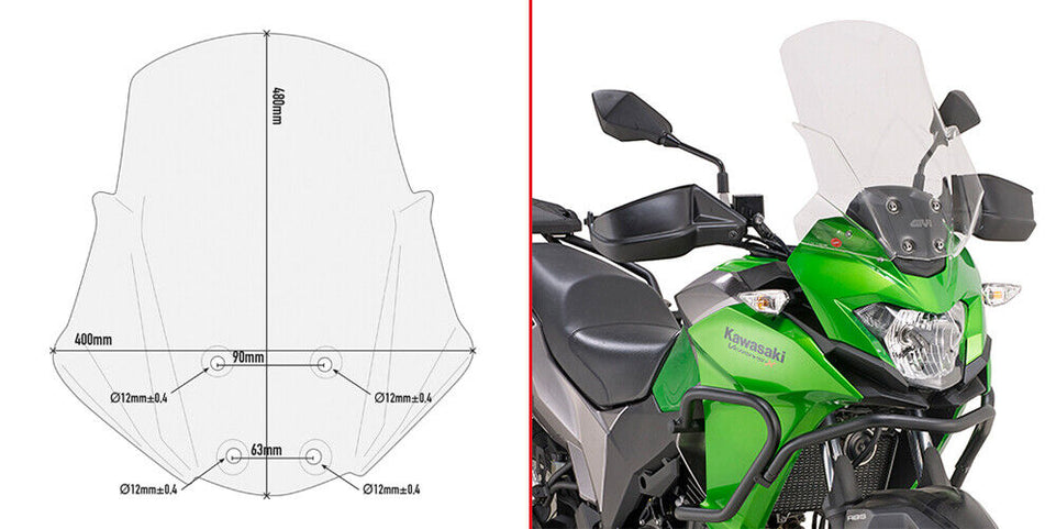 GIVI Cupolino Trasparente 48 x 40 per Kawasaki Versys-X 300 2017 - 2022