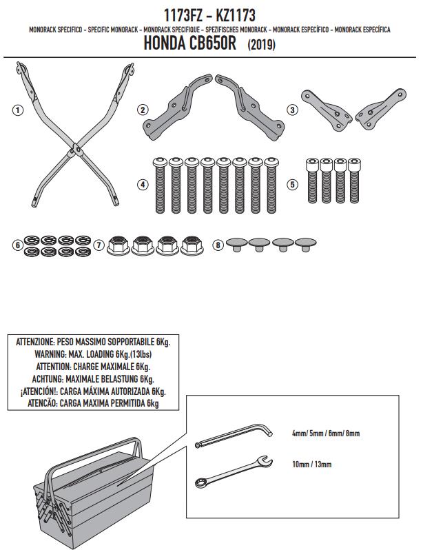 GIVI Attacco post bauletto Monolock o Monokey per Honda CB 650 R 2019 2020