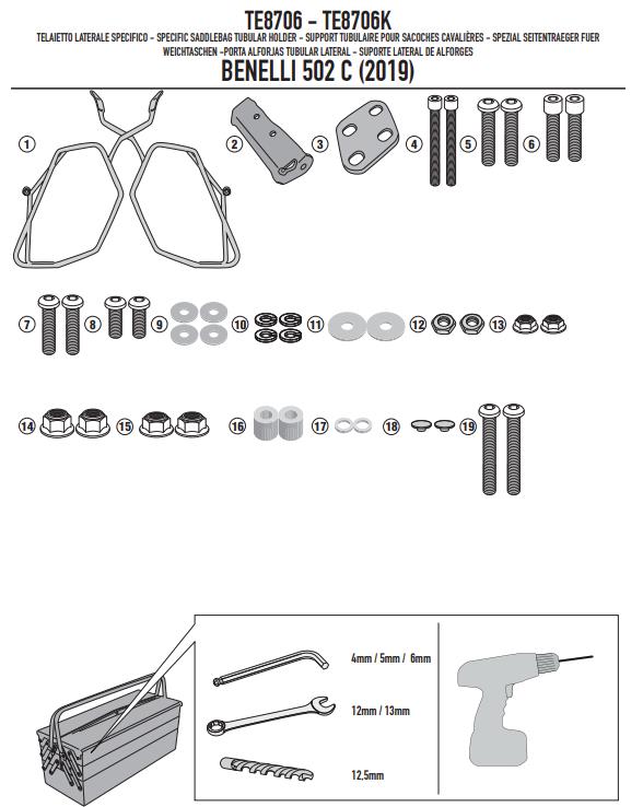 GIVI Telaietto per borse laterali Easylock per BENELLI 502 C 2019 - 2023