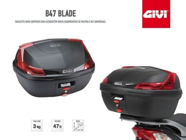 B4700NML GIVI solo Bauletto Monolock nero Catadriotti rossi Moto Scooter