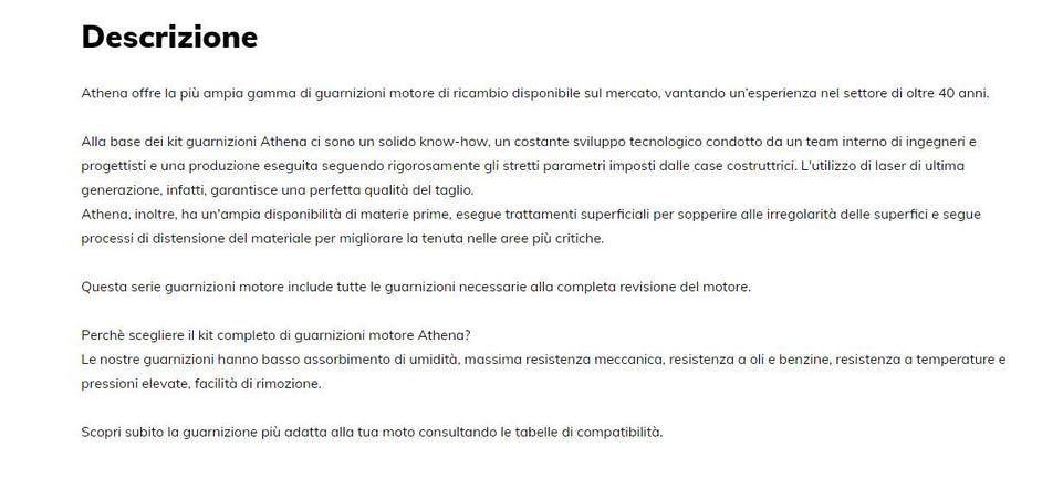 Athena kit Guarnizioni Motore Cilindro 001603/1