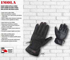 Hawk Coppia Guanti Pelle Imola Uomo Smart Touch Protezione nocche Velcro CE Moto