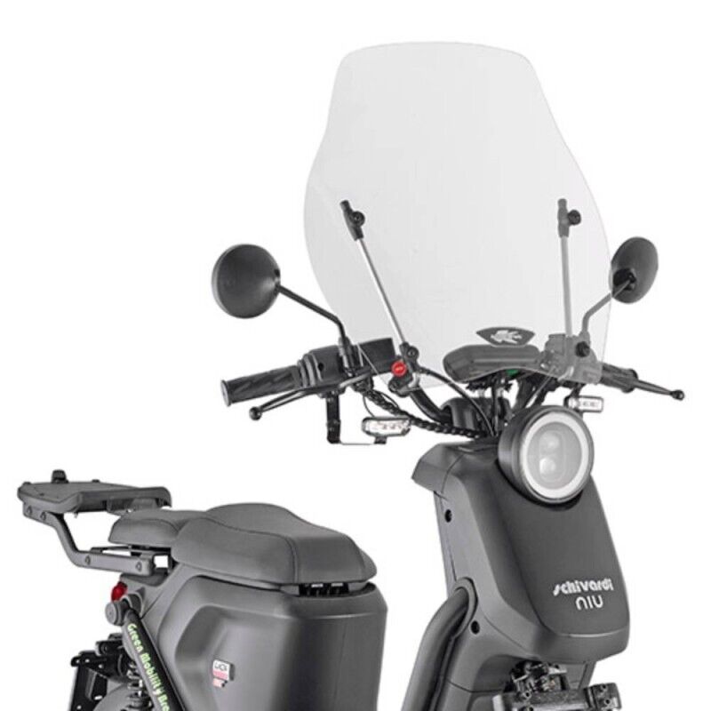 KAPPA Parabrezza Trasparente + Attacchi 51 X 49 Cm Per Niu UQI GT 2021-2023