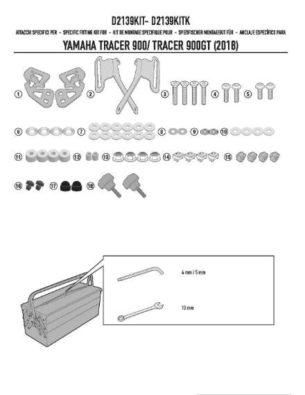 KAPPA Kit Attacchi Per Parabrezza Per Yamaha Tracer 900 GT 2018-2020