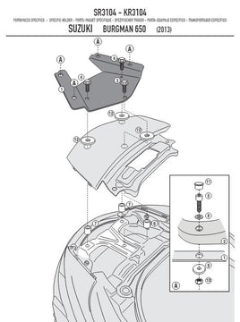 KAPPA Attacco + Piastra Baulet Monolock Per Suzuki 650 Burgman Executive 2013-20
