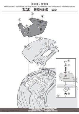 KAPPA Attacco + Piastra Monokey Per Suzuki AN 650 Burgman Executive 2002-2012