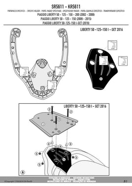 KAPPA Attacco Per Piastra Bauletto Monolock Per Piaggio Liberty 50 2016-2023