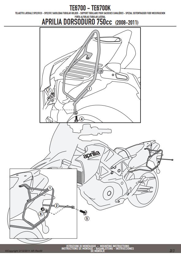 KAPPA Telaietti Laterali Per Borse Morbide Per Aprilia Dorsoduro 750 2008-2016