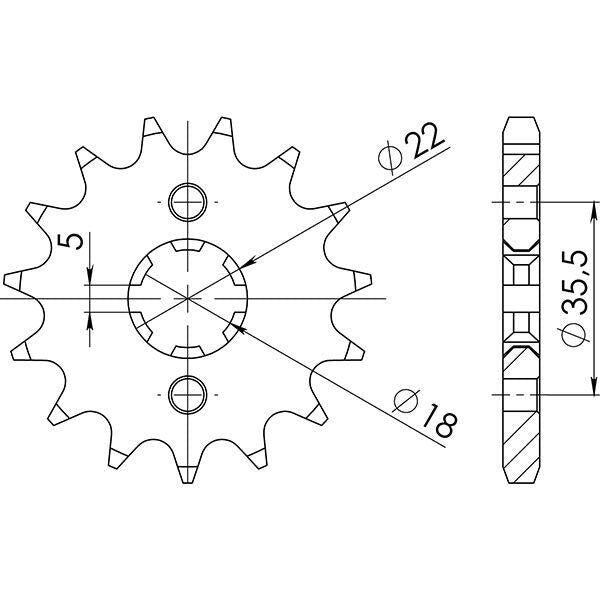 PIGNONE P428 - Z14 PER YAMAHA 125 TW / TW R-S 2002-2006