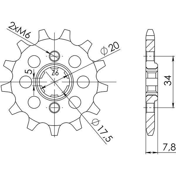 PIGNONE P520 - Z12 PER HONDA 125 VT C Shadow 1999-1999