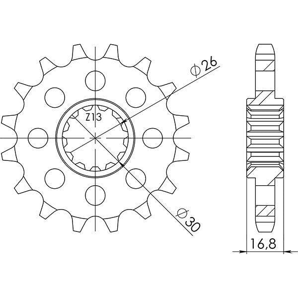 PIGNONE P530 - Z16 PER HONDA 1000 VTR SP1 - VTR SP2 - RC51 2002-2006