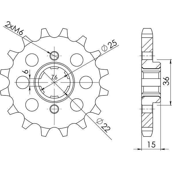 PIGNONE P525 - Z14 PER HONDA 500 XBR 27CV 1985-1986