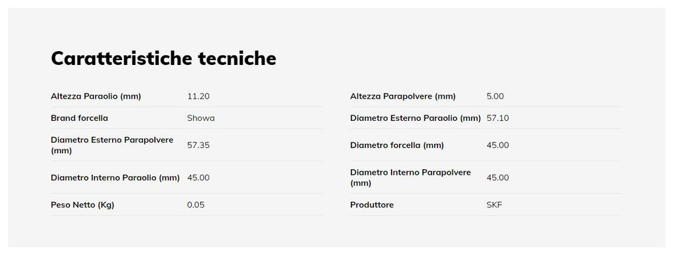 SKF Kit paraolio e parapolvere forcella DUAL 45 per HONDA CR R 125 1990 1991