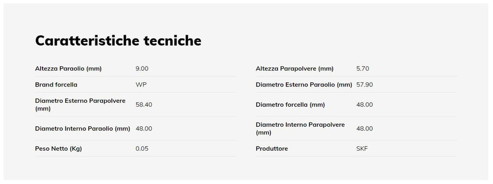 SKF Kit paraolio e parapolvere forcella 48 per GAS GAS EC E 300 2021 - 2024