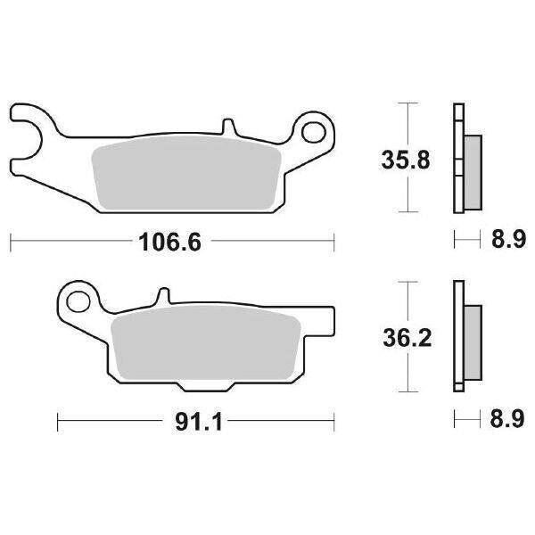 851SI SBS PASTIGLIA FRENO POST DX per YAMAHA 550 YFM Grizzly / SE 2009-2012