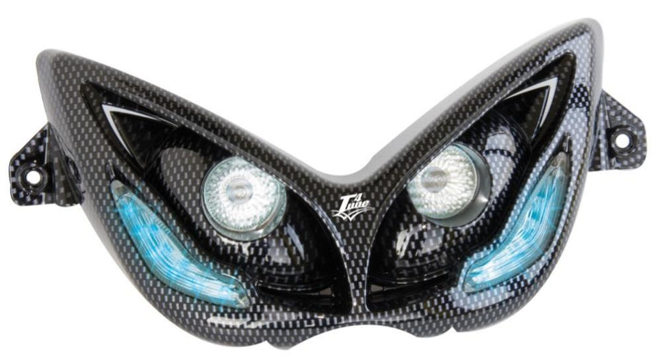 T4 Tune Maschera faro Nitro carbon con leds blu per MBK Nitro 50 1997 - 2001