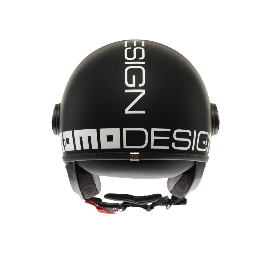 Casco Moto Scooter Jet Momo Design Black/White E2206 FGTR Classic Visiera Occhiale Nero scritta Bianca Opaco - LGMoto SRL