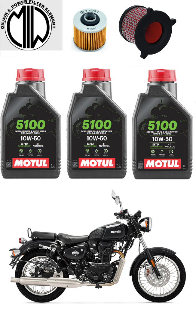 Kit Tagliando Motul 10W50+FiltrI Olio Aria per Benelli IMPERIALE 400 2 - LGMoto SRL